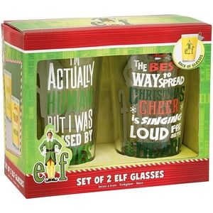 Paladone Elf Movie Drinking Glasses Set of 2, 450 milliliters Christmas Glasses